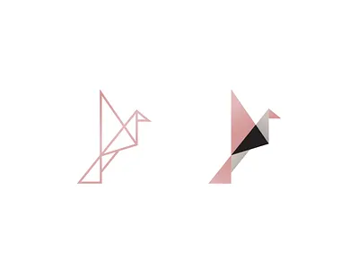 Crane Fold Mark bird logo crane design feminine geometric icon linework logo logotype origami paper crane soft colors