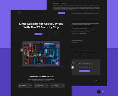 Landing page redesign for t2Linux.org apple design designer freelance landing linux redesign t2linux ui ux web