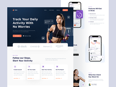 Healthy Track 🏋️‍♀️ - Landingpage app app design branding clean fitnes flat footer header illustration landingpage simple ui ui design ux ux design web website workouts