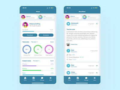 Newton Teach Me - K12 Learning platform app design design education inteface ios k12 ui ui clean ux uxui