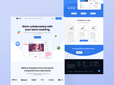 Meeting Website Landing page animation collaborate graphic design illustration logo tool ui ux work