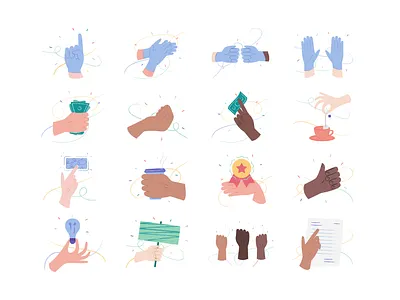 Hands Illustrations 👌🤙🤞 coffee colorful covid design hands idea illustration kapustin like money resources set vector