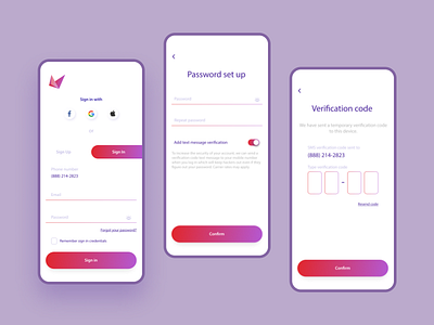 SmartStart | Sign in & Verification app design mobile app mobile verification password phone verification sign in signin ui verification