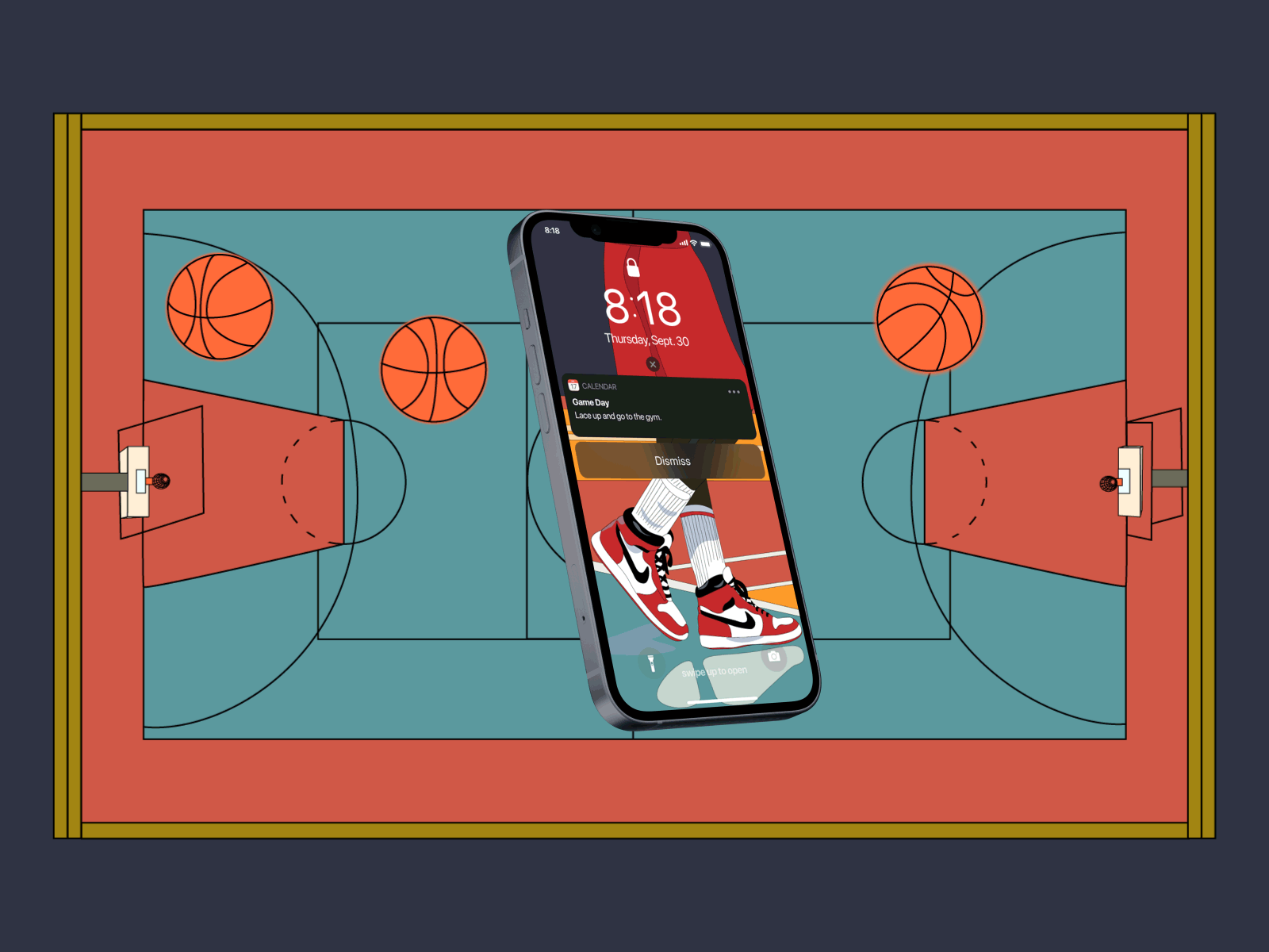 Game Day Wallpaper adobe illustrator animation basketball design graphic design illustration iphone 13 mockup sports illustration vector art vector illustration wallpaper