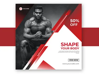 Gym Fitness l Social Media Post Banner Template Design. ads ads banner advertising design fitness fitness banner design fitness flayer gym gym flayer gym poster health instagram banner photoshop promotional social media sports template traning web banner workout