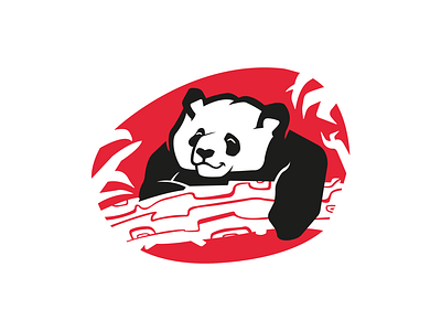 Chill Panda Pre-Made Logo bear branch branding chill grass illustrative logo logo design mascot mascot logo panda relax sleep tree yoga