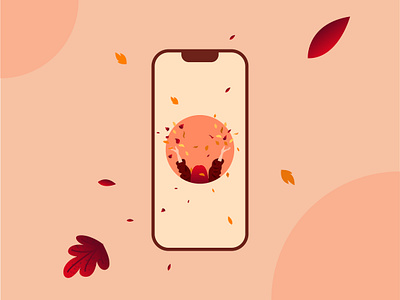 autumn wallpaper art autumn color design fall girl illustration leaves vector wallpaper warm