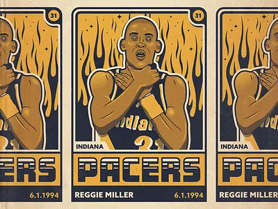 Say uncle. adobe illustrator artwork basketball fan art graphic design illustration indiana msg317 pacers reggie miller sports trading card vector vintage
