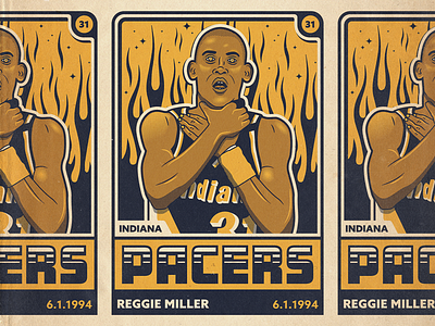 Say uncle. adobe illustrator artwork basketball fan art graphic design illustration indiana msg317 pacers reggie miller sports trading card vector vintage