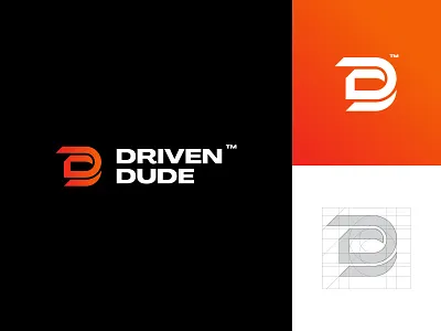 Driven Dude - Monogram Letter D+D bold branding branding design brandinglogo clean cool design fitness freelancer gym health logo logomaker masculine modern orange physical simple strong ui