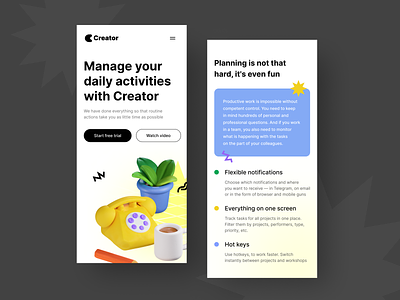 Mobile | Creator activity management activity manager app daily activities daily activity design desire agency graphic design mobile mobile app mobile interface task list task manager time management time manager time planner time planning ui user interface