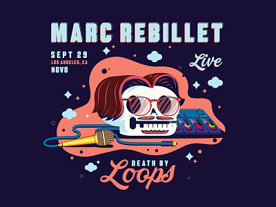 Death by loops branding illustration illustrator live show marc marcrebillet music skull the creative pain type vector