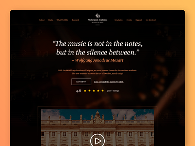 McGregory Academy - School of Music academy adobe design education experience figma graphic design home interface mockup music note prototype school sketch ui user ux vector xd