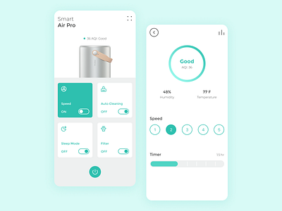 Air Purifier Setting UI Concept 007 airpurifier branding concept dailyui design device expereince health home icon minimal product setting technology tracking uiux visual