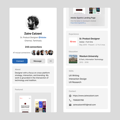 Small UI changes done on Linked In's profile page app appdesign dailyui design linkedin ui