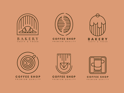 Coffee Shop Editable Logo Set adobe bakery branding coffee branding coffee logo coffee shop coffee shop logo design graphic illustrator line art local business logo logo template photoshop psd small business store template vector