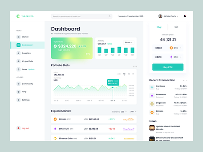 Cryptocurrency Dashboard bitcoin clean crypto crypto dashboard crypto exchange crypto wallet cryptocurrency cryptocurrency dashboard dashboard design desktop ethereum finance dashboard minimal portfolio trade trading ui ui design whitespace