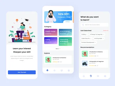 Online Course Mobile App app design graphic design illustration typography ui ux