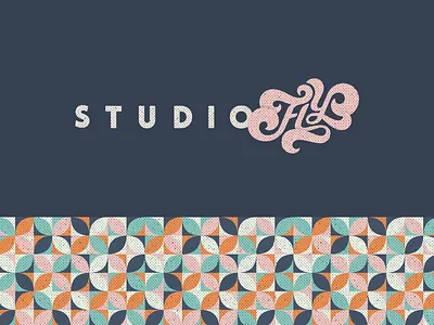 Studio Fly Aerial Yoga | Logo & Pattern 1960 1970 aerial aqua brand feminine flourish fly hand drawn healthy logo logo design navy blue pattern pink retro rose gold typography vintage yoga