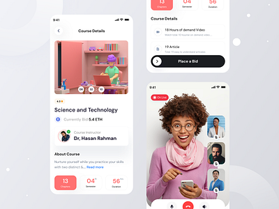 E-Learning App I Ofspace 3d app course course app design e education education learning minimal ui mobile mobile app students ui ux