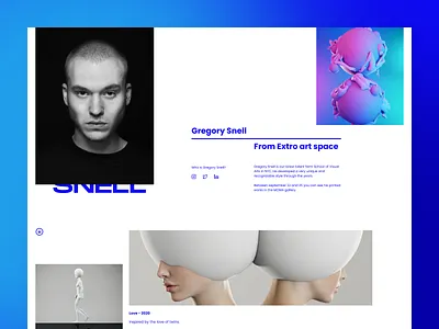 Art Gallery Website Design Concept art gellery art portfolio websiet conteporary design conteporary ui design concept indigo blue design minimal concept modern web concept modern website ux ui website