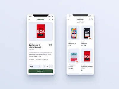 Mobile Coffee Marketplace beans cards coffee ecommerce marketplace mobile product design roaster shift nudge store