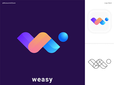 weasy | W Letter Mark Logo abstract app icon application logo branding design flat gradient logo icon design letter logo letter mark logo logo logo designer logo maker logo mark logos modern logo ui vector w letter logo weasy | w letter mark logo