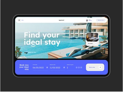 #125 - Concept shots accomodation apartment blue booking design holiday homepage hotel minimalism pool sea stay tourist travel ui ux vacation webdesign website