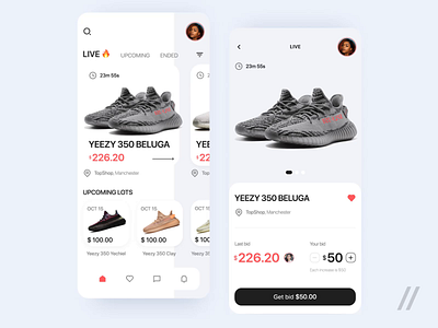 Trainers Auction App animation app auction auction app design ecommerce marketplace mobile motion graphics mvp online purrweb react native shopping startup store trainers trainers app ui ux