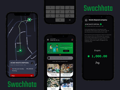 Waste disposal company android app branding clean design clean ui design illustration logo ux vector