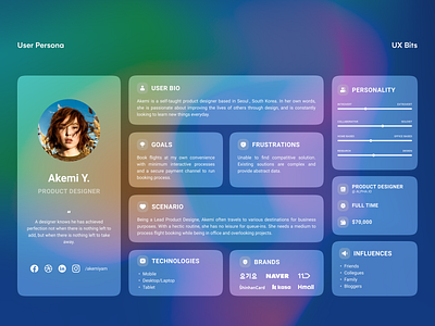 User Persona - #DailyUI brand persona design glassphormism illustration illustrator interview ios research user user centric design user experience user persona user profile user research ux