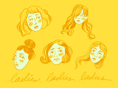 Ladies, Ladies Ladies.. branding design digital illustration drawing illustration illustrator procreate sketch yellow