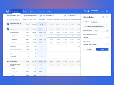 New cashflow plan agicap app button cashflow finances fintech form grid interface product product design side panel table ui ux web