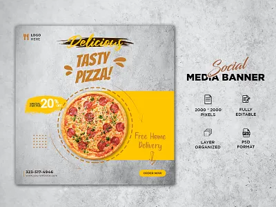 Pizza Banner Design banner facebook banner design facebook post facebook poster design food design graphic design instagram banner design instagram post photoshop pizza banner pizza banner design pizza poster res restaurant banner design social media design twitter banner design twitter post