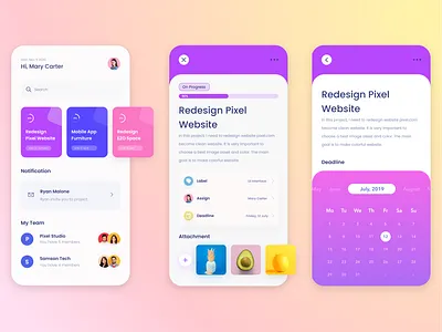 Project Management Application application design management mobile project ui ux