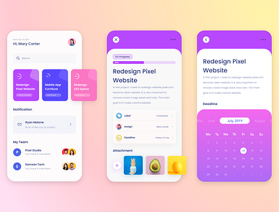 Project Management Application application design management mobile project ui ux