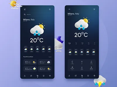 Weather App Design 3d 3d illustration clean ui mobile mobile app mobile app design mobile design ui design weather weather app weather forecast weather icon