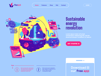 Nature conservation webdesign animal conservation dome energy environmental fish futuristic hologram illustration nature protection sustainable thierry fousse trees ui water web design website