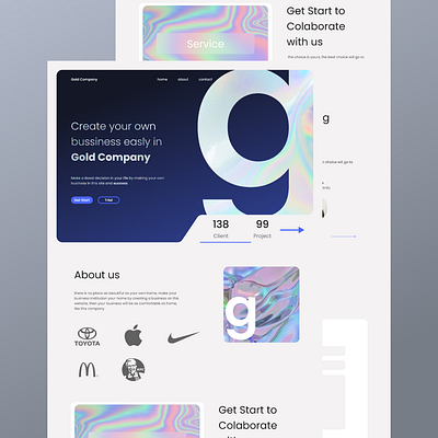 Gold Company Web Profile Design branding design graphic design typography ui ux web design web profile