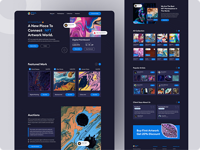 NFT (Dark) Landing Page 🔥🔥 artwork best nft best ui best ui design best ui templates design digital art new art nft nft artwork nft marketplace paint trend2021 trending nft trending ui trending ui design ui ui design ux ux design