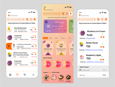 Ice-Cream design by XLENT studio app application mobile app ui uiux ux
