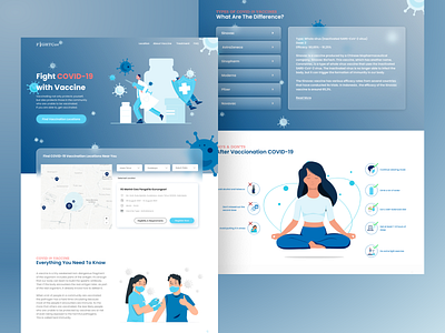 COVID-19 Vaccination Website covid19 design frosted glassmor glassmorphysm illustration landingpage ui ux vaccine vector website