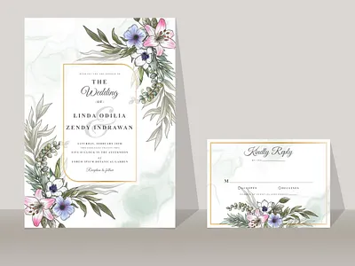 Romantic floral wedding invitations card vintage