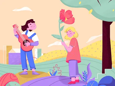 Falling in Love character characterdesign couple design girl illustration love romance vector