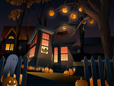 trick or treat art artwork halloween house illustration illustration art landscape trick or treat