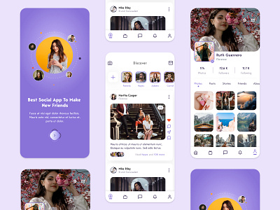 Awesome Social Media App UI Design app design app landing page chat app design facebook linkedin mobile app mobile app design mobile social app modern ui networking app social network socialmedia ui uiux uxdesign