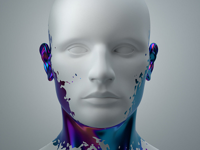 Mindflow 3d abstract art blender3d clean design face head render simple visual