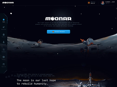 Moonar - NFT Metaverse 3d animation casino crypto design crypto game dark ui design gambling game interface game ui illustration metamask metaverse nft nft game p2e play to earn ui ux web design