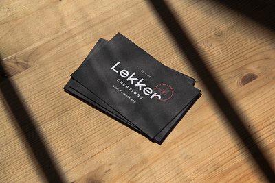 Lekker Creations Business Cards brand identity branding business cards design graphic design lekker logo shaka south africa typography woodworking word mark