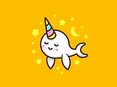 Magic Unicorn Whale Kids Logo Design animal baby cartoon character children cute design fantasy flat funny graphic design illustration kawaii kids logo magic mascot outline unicorn whale
